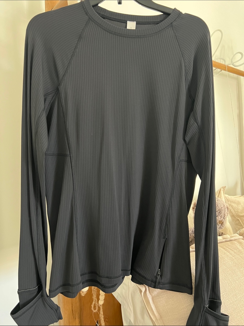 lululemon athletica Black Ribbed Crew Active Top